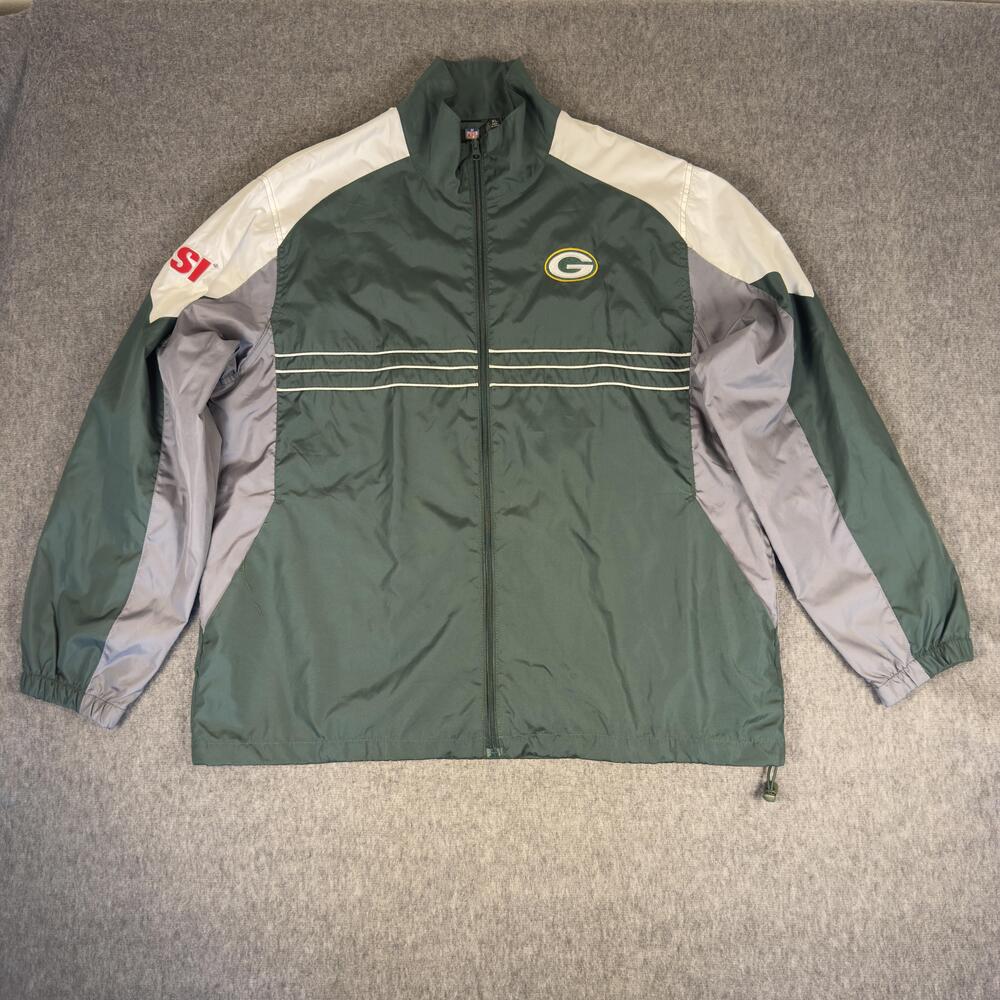 Green Bay Packers Jacket Mens XL Green NFL Football Reebok SI Windbreaker